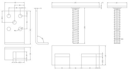 Łącznik belki do betonu / Podstawa słupa / Kotwa - regulowana